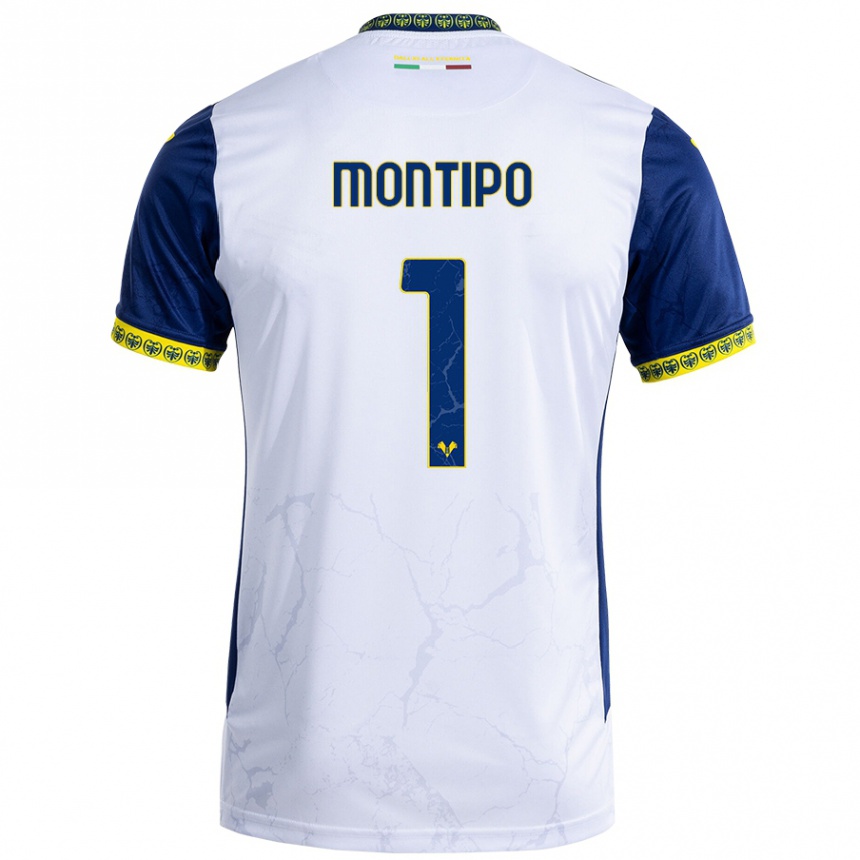 Kids Football Lorenzo Montipò #1 White Blue Away Jersey 2024/25 T-Shirt Canada