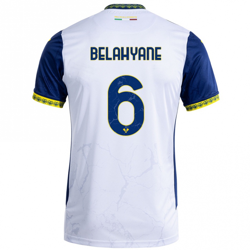 Kids Football Reda Belahyane #6 White Blue Away Jersey 2024/25 T-Shirt Canada