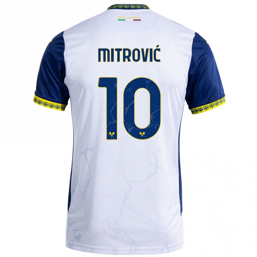 Enfant Football Maillot Stefan Mitrović #10 Blanc Bleu Tenues Extérieur 2024/25 Canada