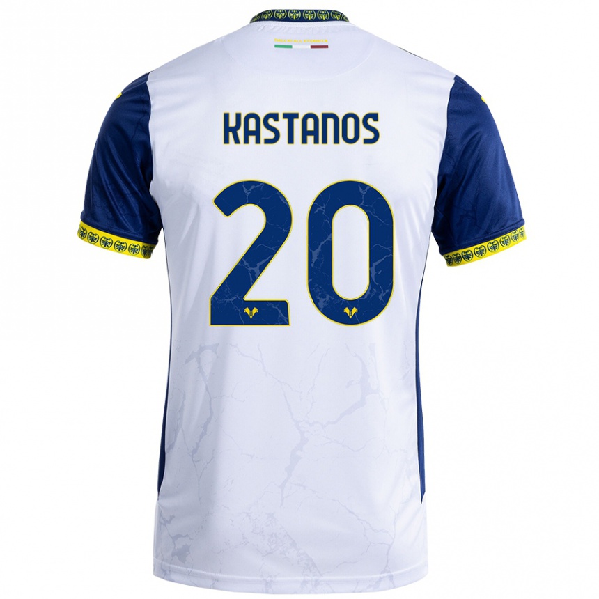 Enfant Football Maillot Grigoris Kastanos #20 Blanc Bleu Tenues Extérieur 2024/25 Canada