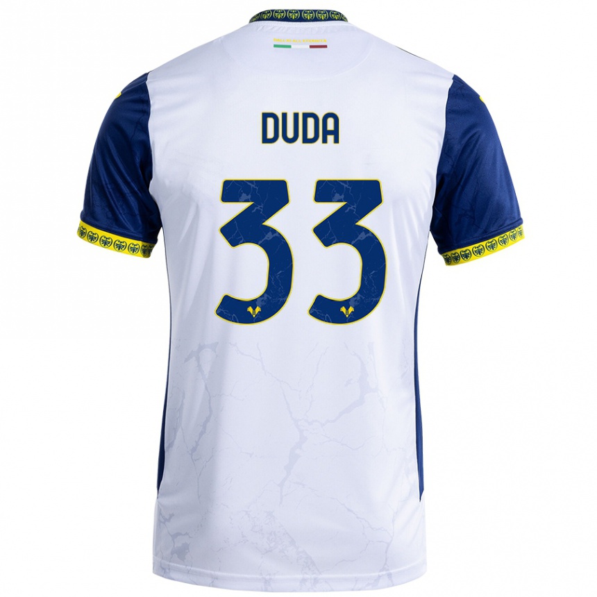 Kids Football Ondrej Duda #33 White Blue Away Jersey 2024/25 T-Shirt Canada