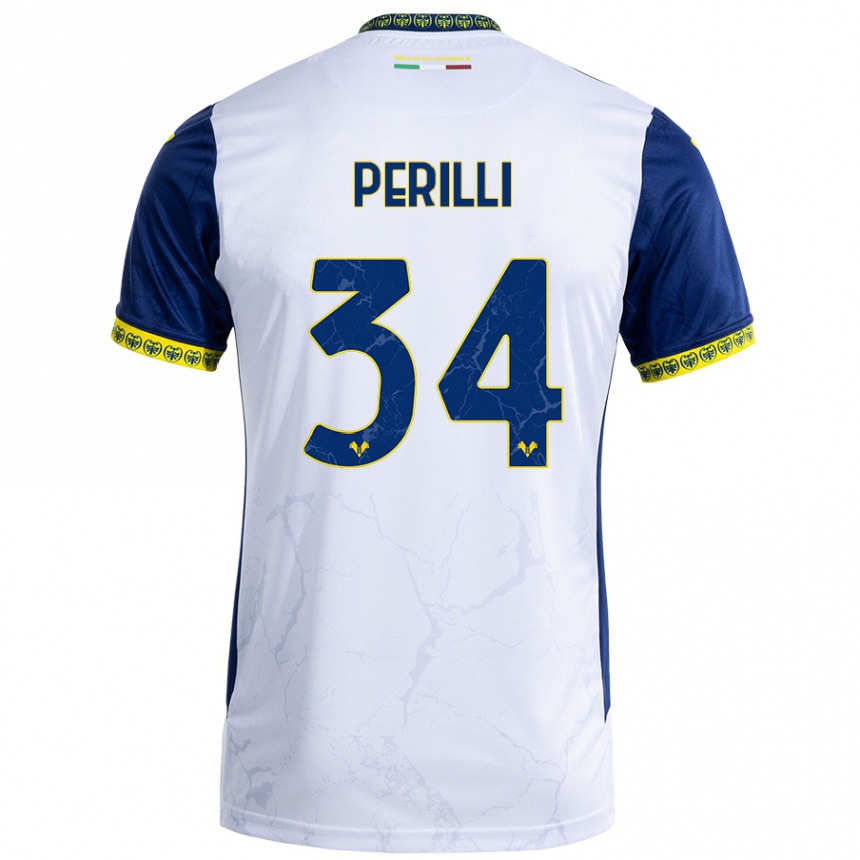 Enfant Football Maillot Simone Perilli #34 Blanc Bleu Tenues Extérieur 2024/25 Canada