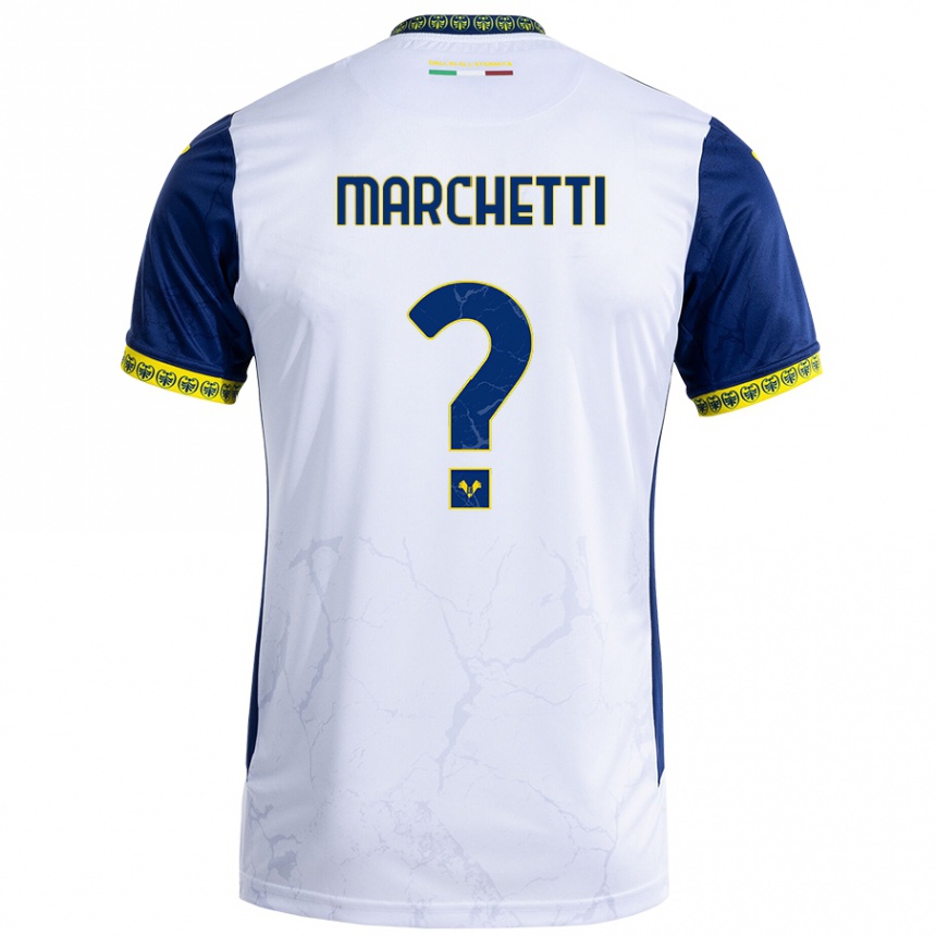 Kids Football Nicolò Marchetti #0 White Blue Away Jersey 2024/25 T-Shirt Canada