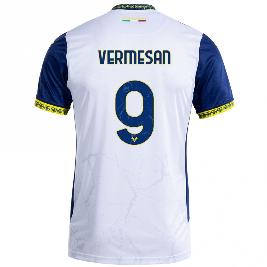 Kids Football Ioan Vermesan #9 White Blue Away Jersey 2024/25 T-Shirt Canada