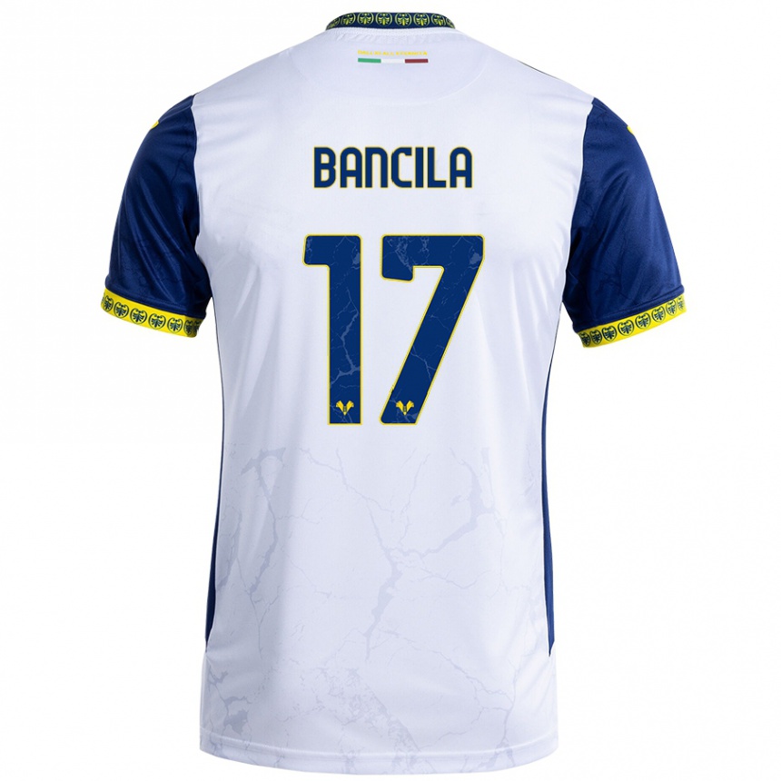 Kids Football Darius Bancila #17 White Blue Away Jersey 2024/25 T-Shirt Canada