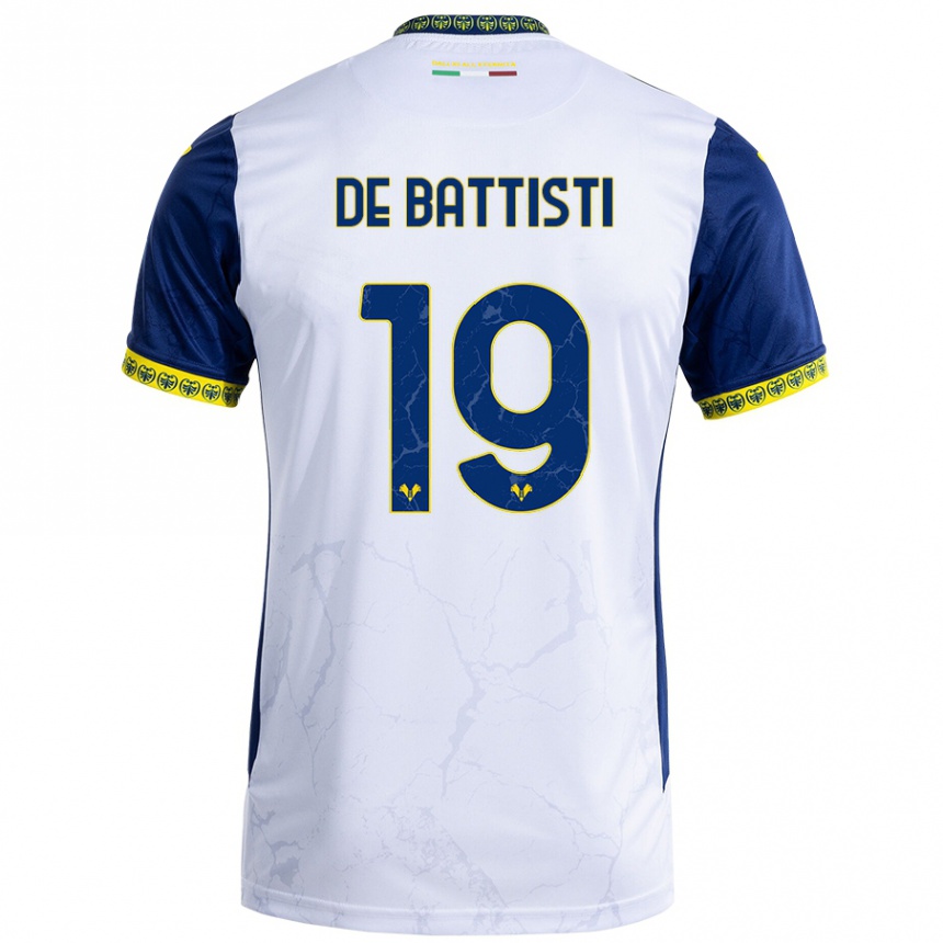 Kids Football Davide De Battisti #19 White Blue Away Jersey 2024/25 T-Shirt Canada