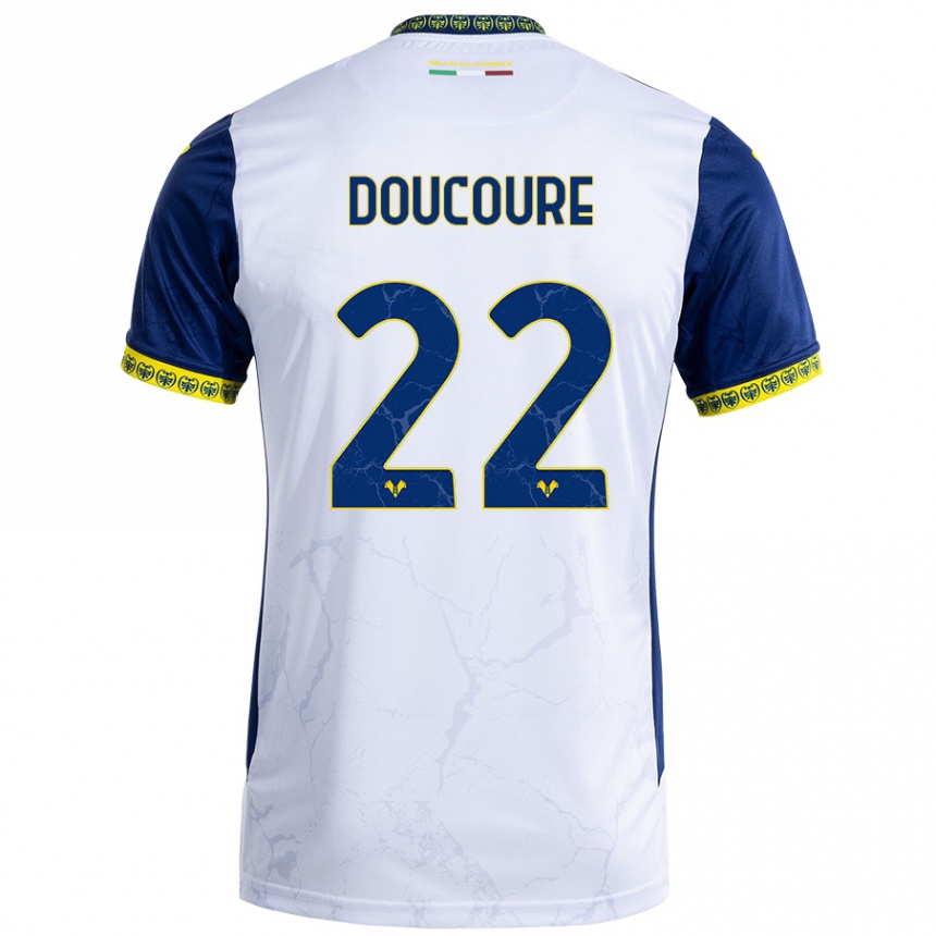 Enfant Football Maillot Mamedi Doucouré #22 Blanc Bleu Tenues Extérieur 2024/25 Canada