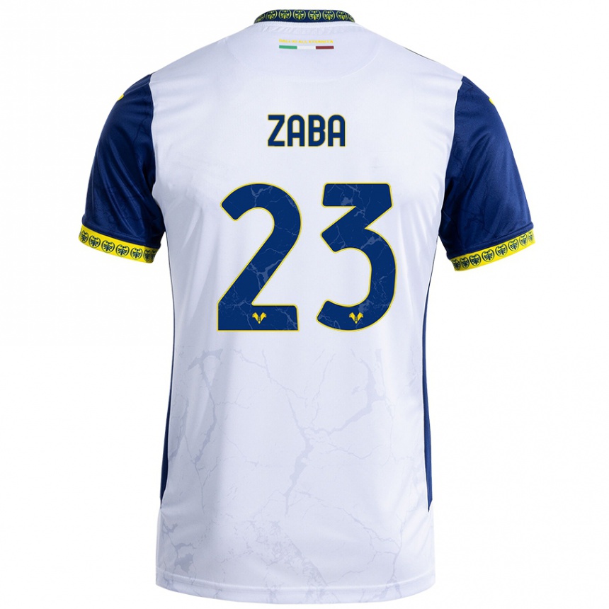 Kids Football Nelson Zaba #23 White Blue Away Jersey 2024/25 T-Shirt Canada