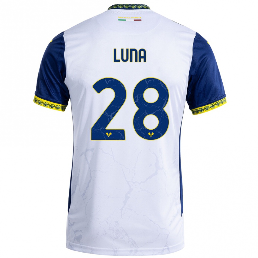 Kids Football Agustín Luna #28 White Blue Away Jersey 2024/25 T-Shirt Canada