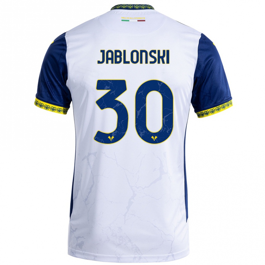 Kids Football Darvin Jablonski #30 White Blue Away Jersey 2024/25 T-Shirt Canada