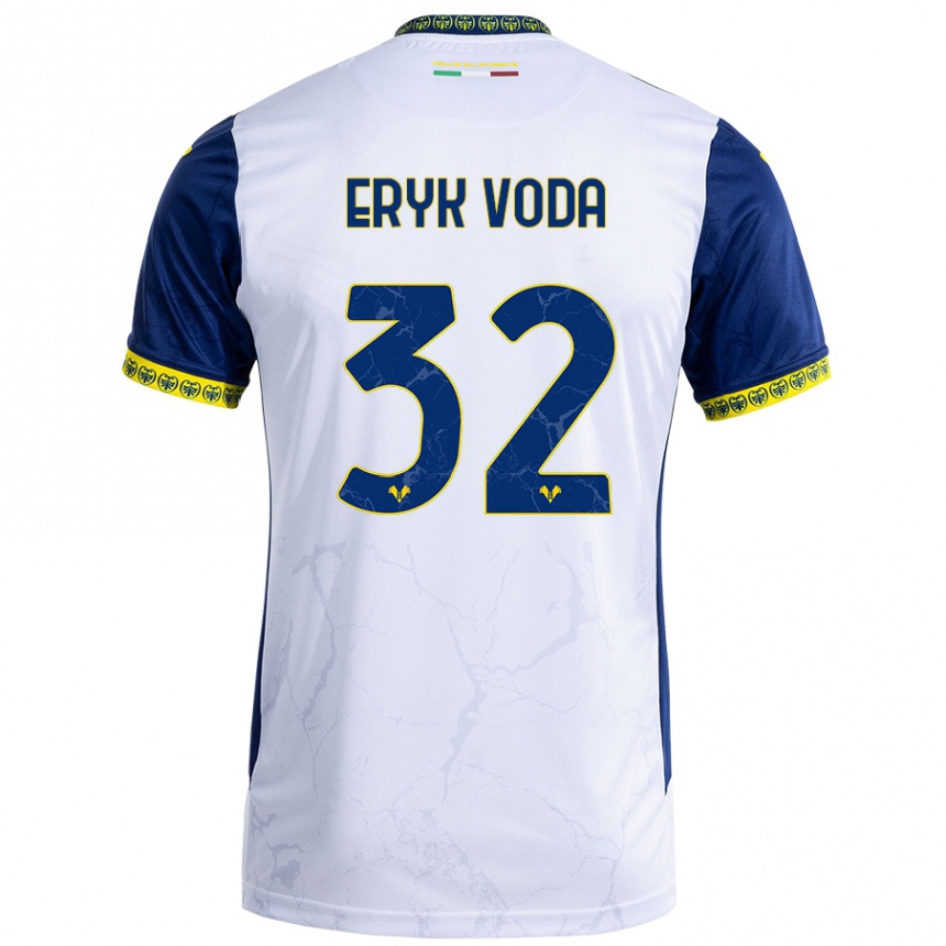 Enfant Football Maillot Andrei Eryk Voda #32 Blanc Bleu Tenues Extérieur 2024/25 Canada