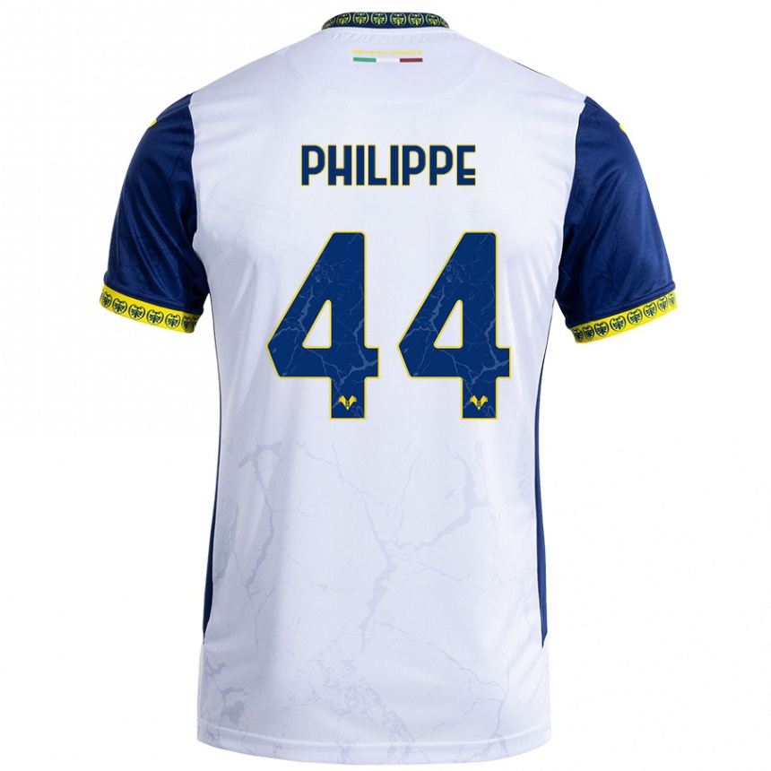 Enfant Football Maillot Mathis Philippe #44 Blanc Bleu Tenues Extérieur 2024/25 Canada