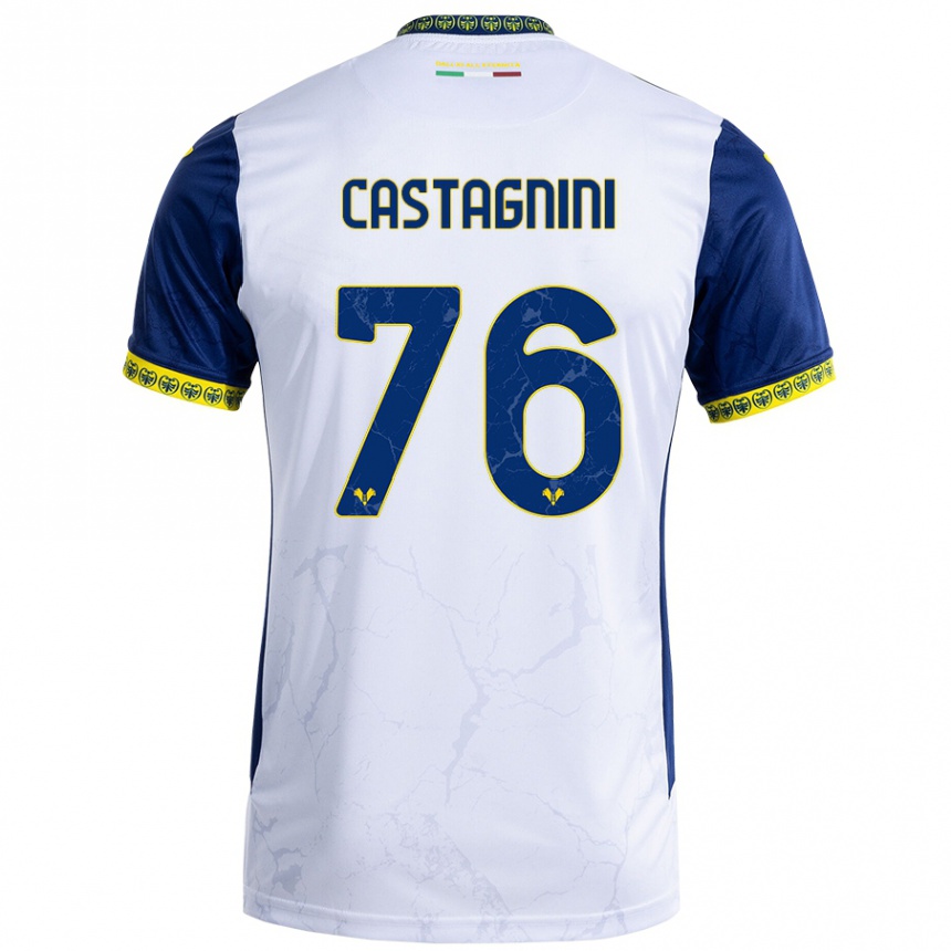 Enfant Football Maillot Mirko Castagnini #76 Blanc Bleu Tenues Extérieur 2024/25 Canada