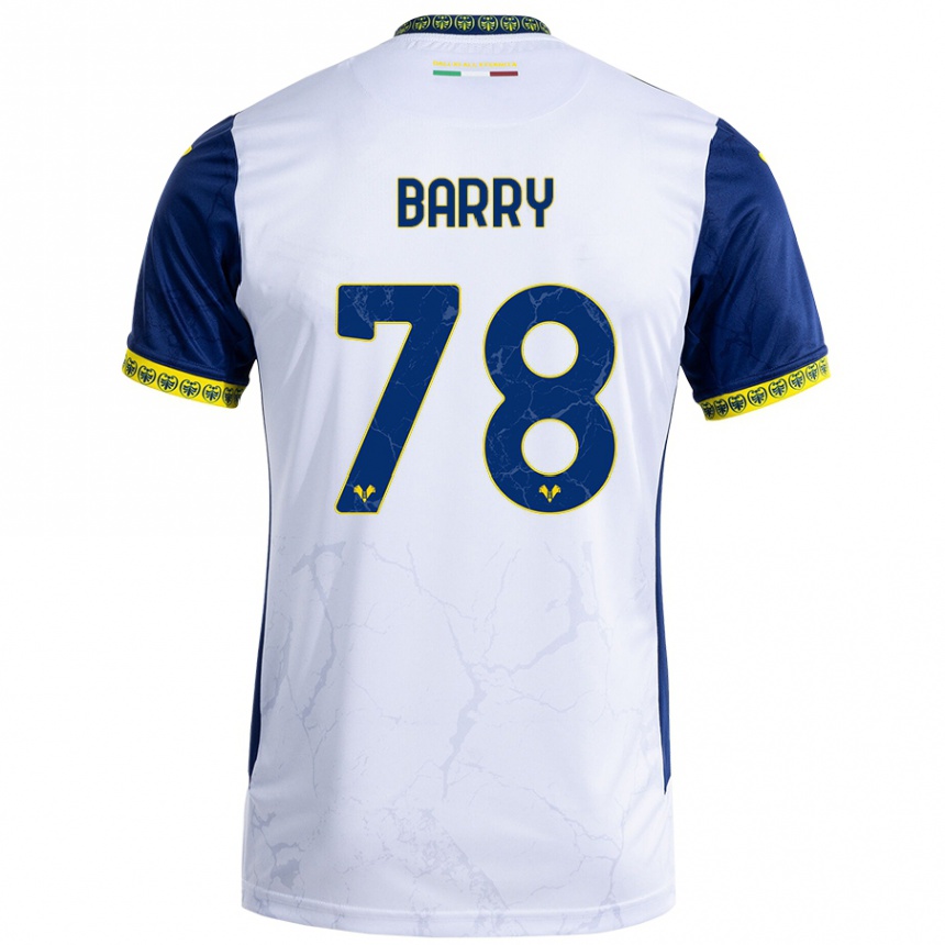 Kids Football Oumar Barry #78 White Blue Away Jersey 2024/25 T-Shirt Canada