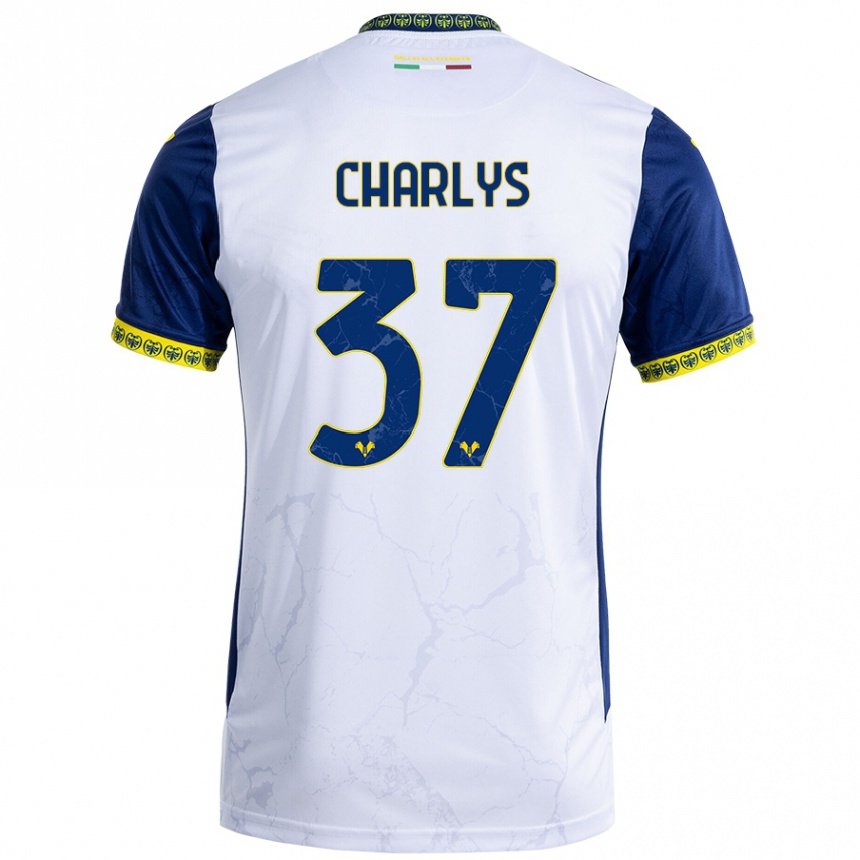 Kids Football Charlys #37 White Blue Away Jersey 2024/25 T-Shirt Canada