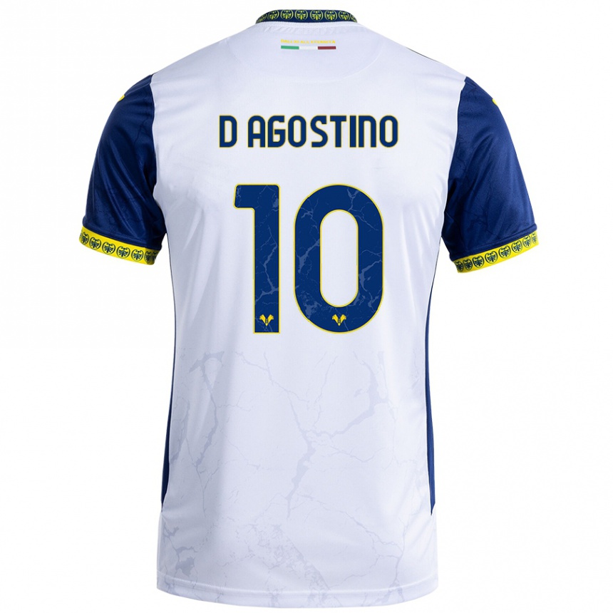 Kids Football Samuele D'agostino #10 White Blue Away Jersey 2024/25 T-Shirt Canada