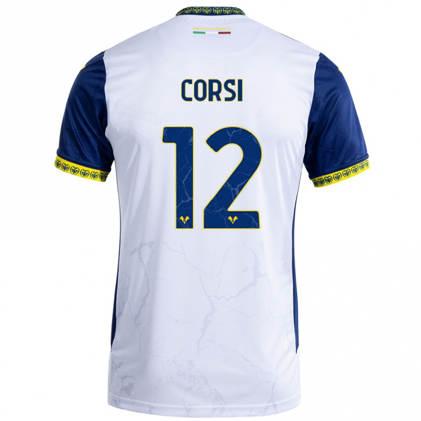 Kids Football Sara Corsi #12 White Blue Away Jersey 2024/25 T-Shirt Canada