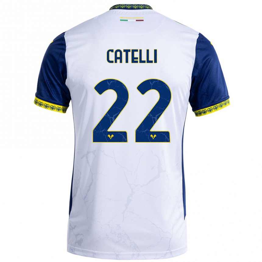 Kids Football Anna Catelli #22 White Blue Away Jersey 2024/25 T-Shirt Canada