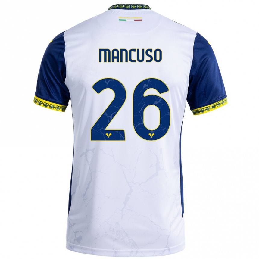 Enfant Football Maillot Giulia Mancuso #26 Blanc Bleu Tenues Extérieur 2024/25 Canada