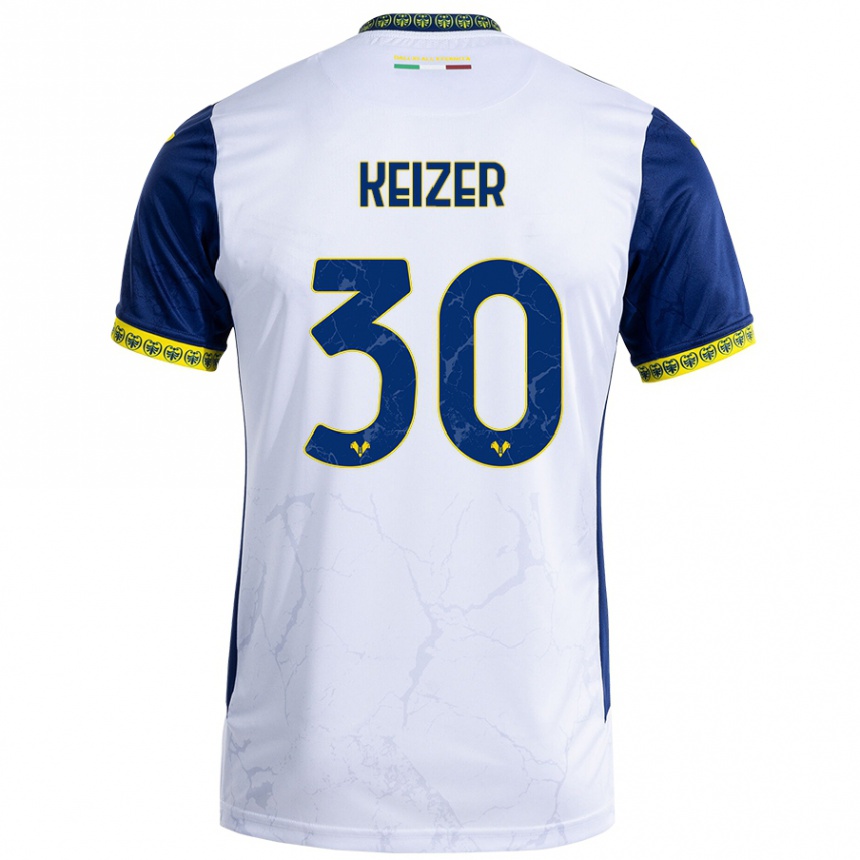 Kids Football Fanny Keizer #30 White Blue Away Jersey 2024/25 T-Shirt Canada