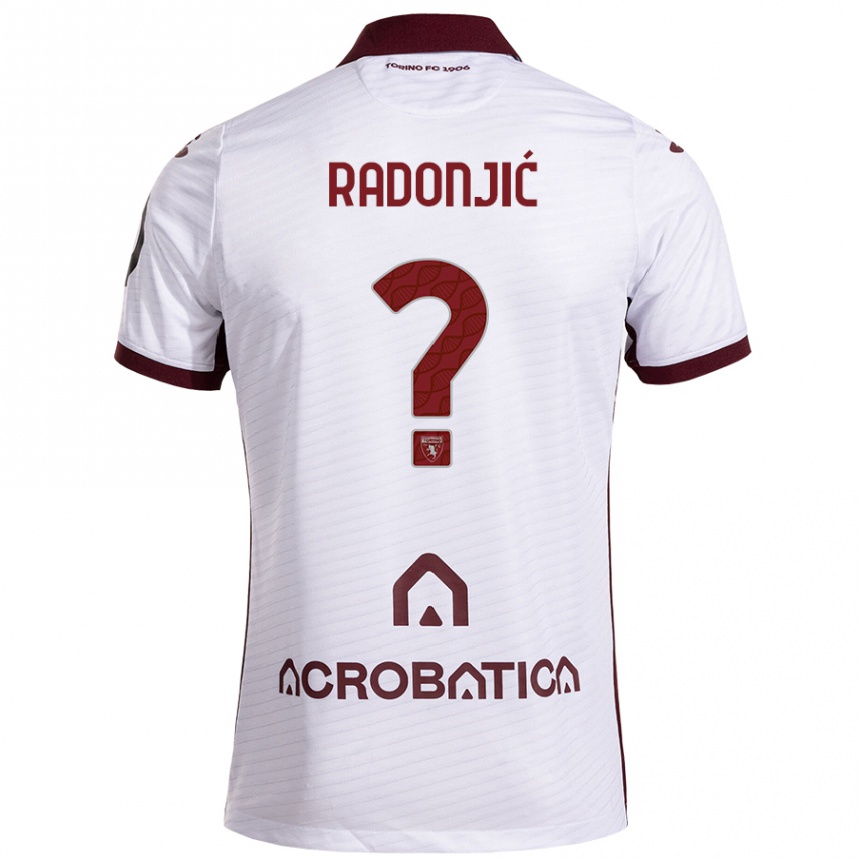 Kids Football Nemanja Radonjić #0 White Maroon Away Jersey 2024/25 T-Shirt Canada