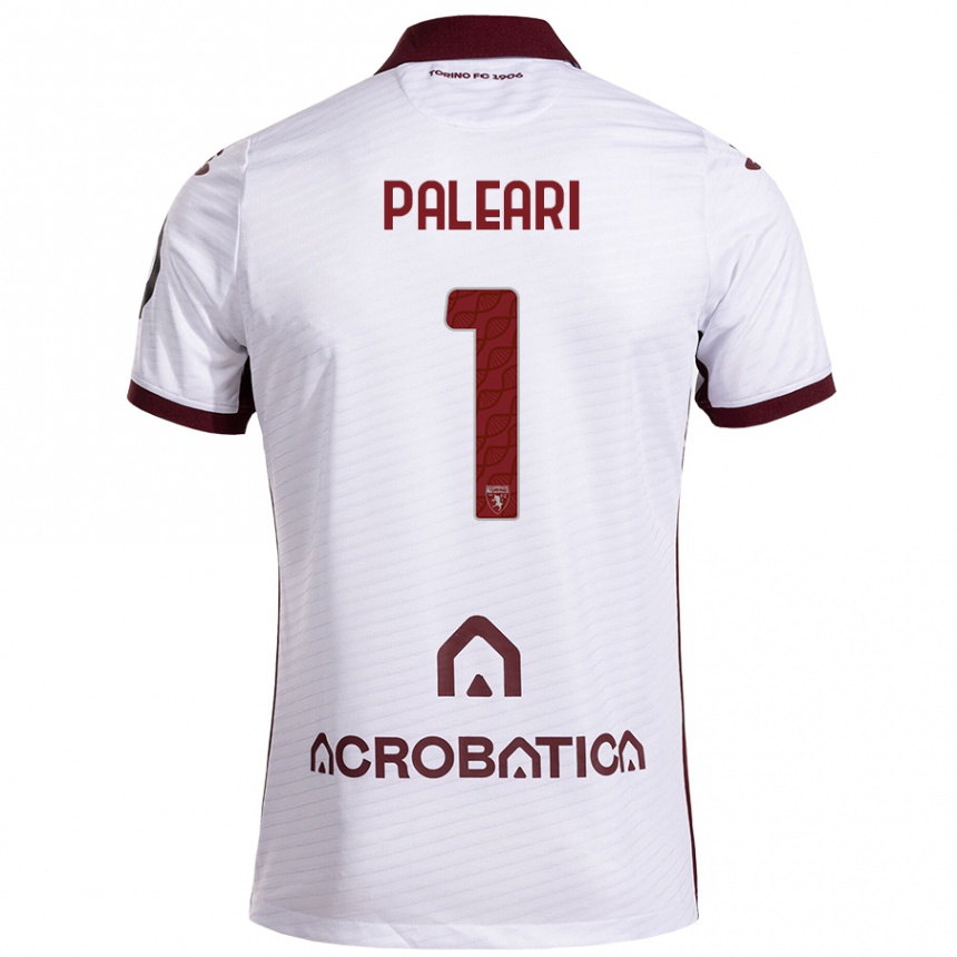 Kids Football Alberto Paleari #1 White Maroon Away Jersey 2024/25 T-Shirt Canada