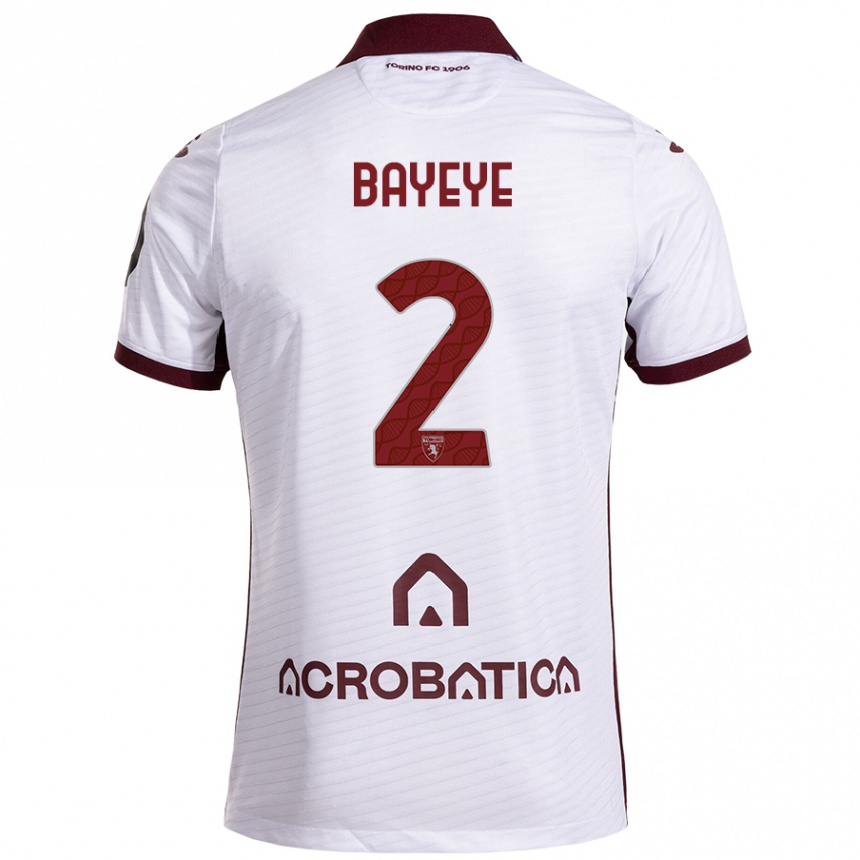 Kids Football Brian Bayeye #2 White Maroon Away Jersey 2024/25 T-Shirt Canada