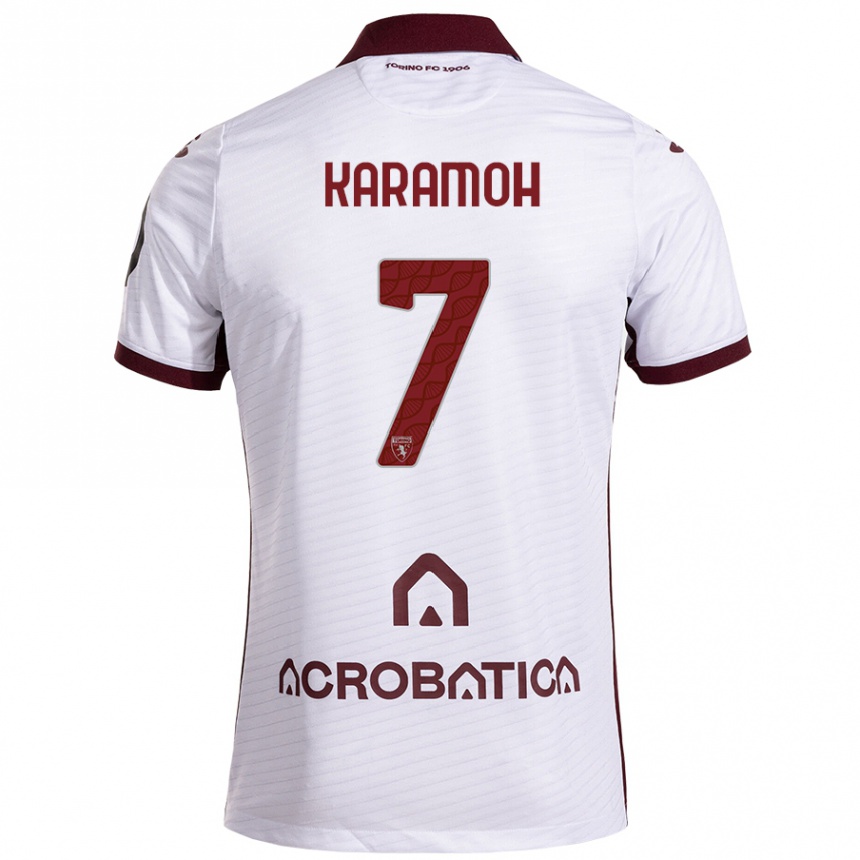 Kids Football Yann Karamoh #7 White Maroon Away Jersey 2024/25 T-Shirt Canada