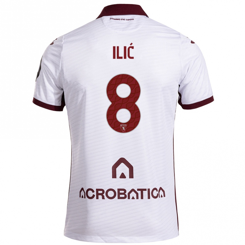 Kids Football Ivan Ilić #8 White Maroon Away Jersey 2024/25 T-Shirt Canada