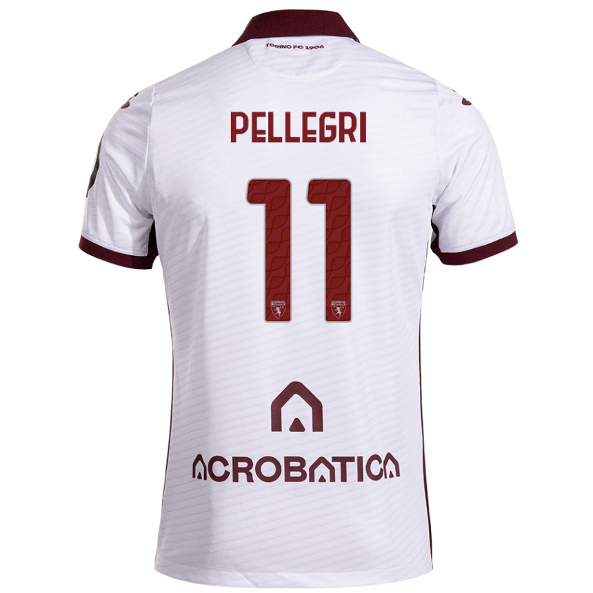 Kids Football Pietro Pellegri #11 White Maroon Away Jersey 2024/25 T-Shirt Canada