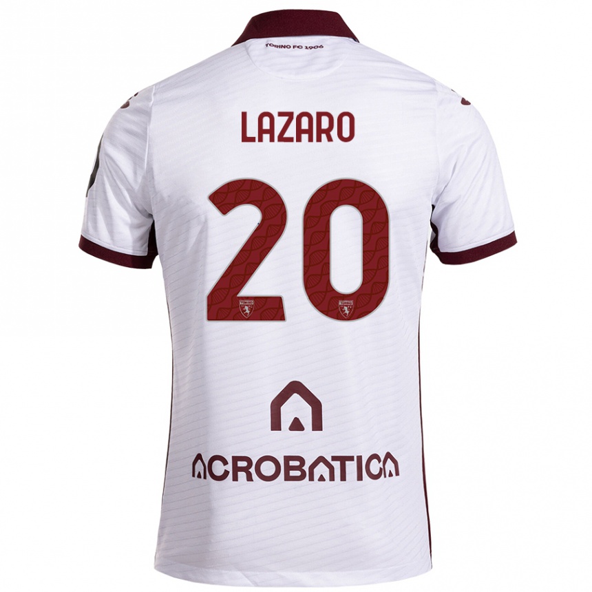 Kids Football Valentino Lazaro #20 White Maroon Away Jersey 2024/25 T-Shirt Canada