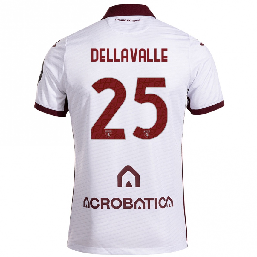 Kids Football Alessandro Dellavalle #25 White Maroon Away Jersey 2024/25 T-Shirt Canada