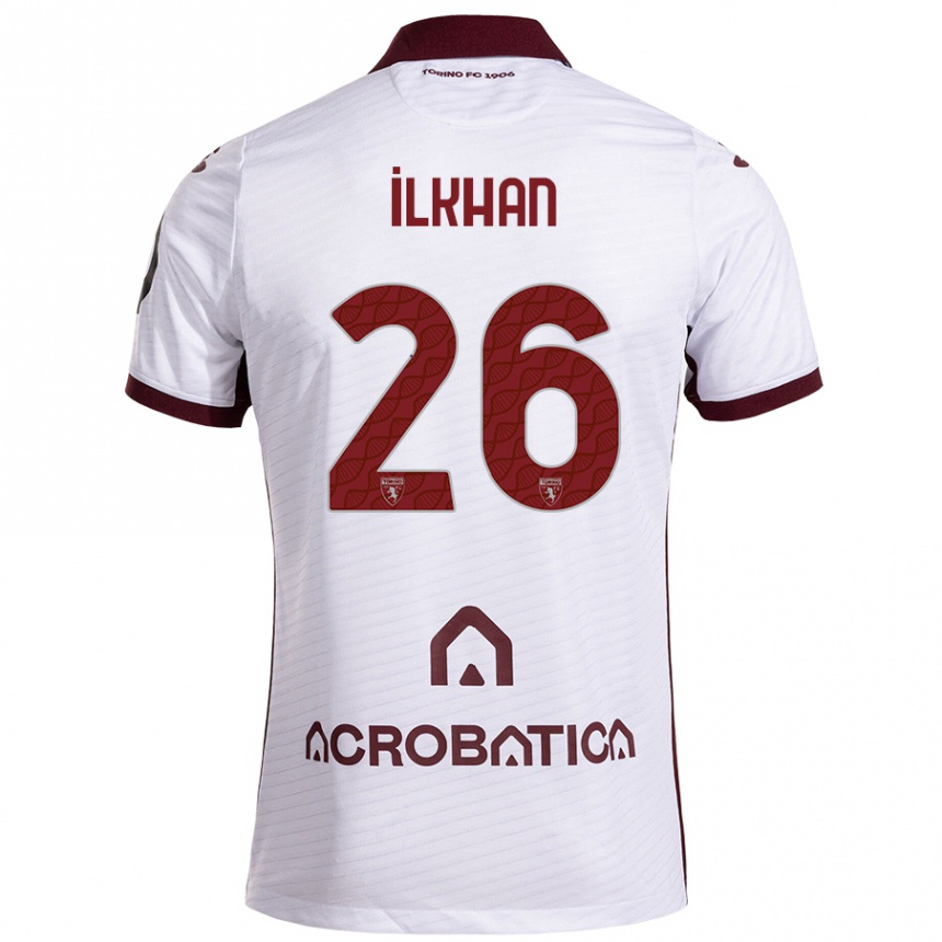 Kids Football Emirhan İlkhan #26 White Maroon Away Jersey 2024/25 T-Shirt Canada