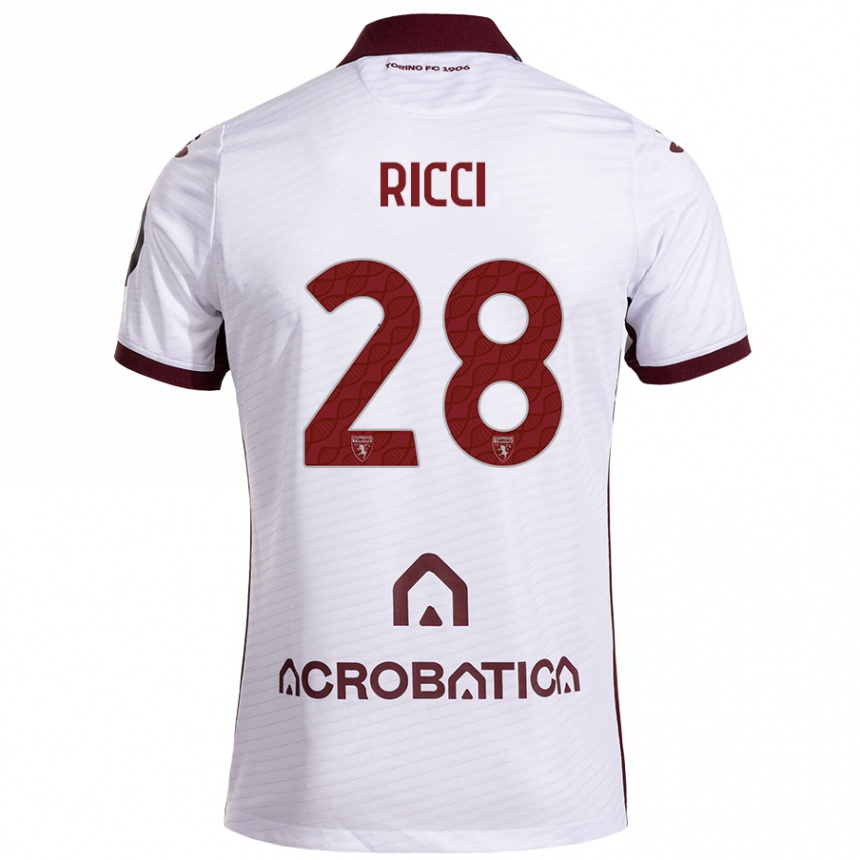 Kids Football Samuele Ricci #28 White Maroon Away Jersey 2024/25 T-Shirt Canada