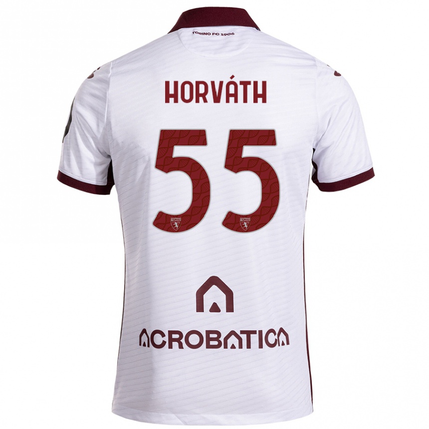 Kids Football Krisztofer Horváth #55 White Maroon Away Jersey 2024/25 T-Shirt Canada