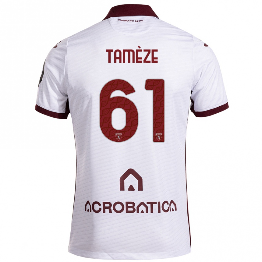 Kids Football Adrien Tamèze #61 White Maroon Away Jersey 2024/25 T-Shirt Canada