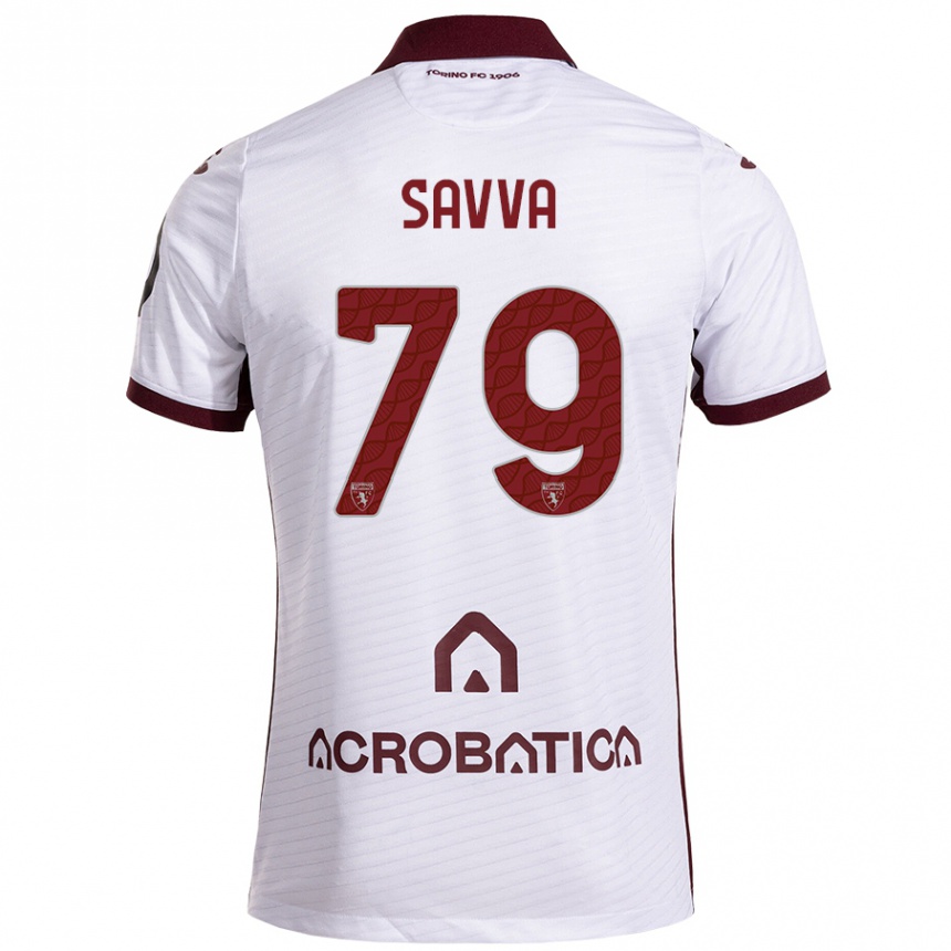 Kids Football Zanos Savva #79 White Maroon Away Jersey 2024/25 T-Shirt Canada