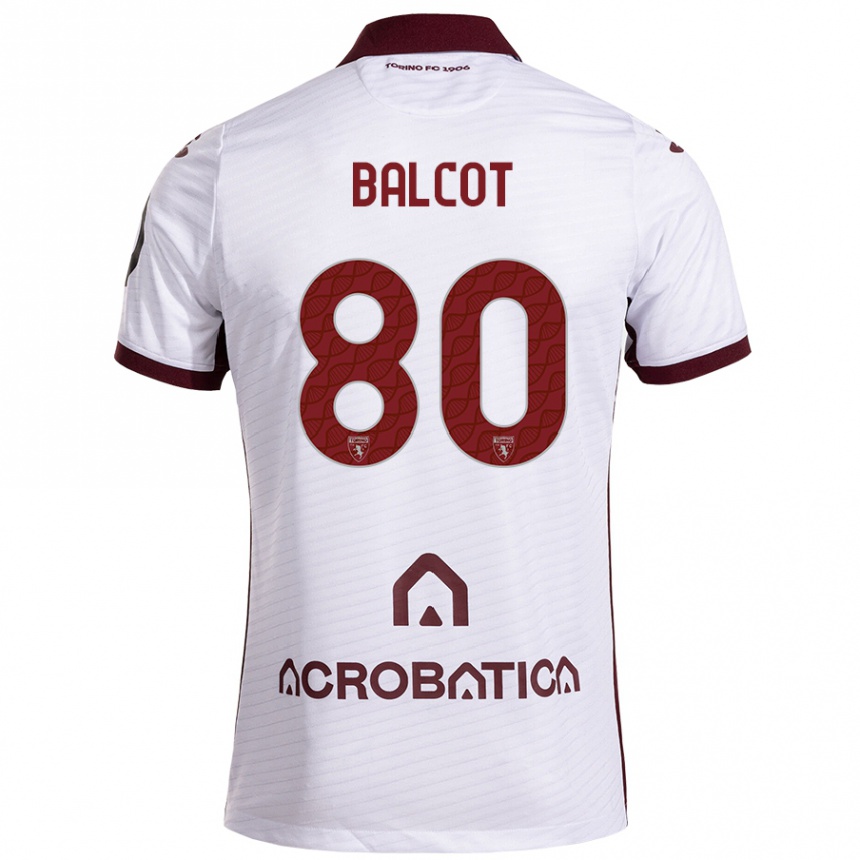 Kids Football Côme Bianay Balcot #80 White Maroon Away Jersey 2024/25 T-Shirt Canada