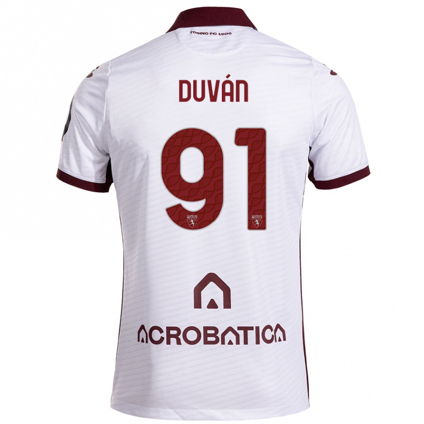 Kids Football Duván Zapata #91 White Maroon Away Jersey 2024/25 T-Shirt Canada