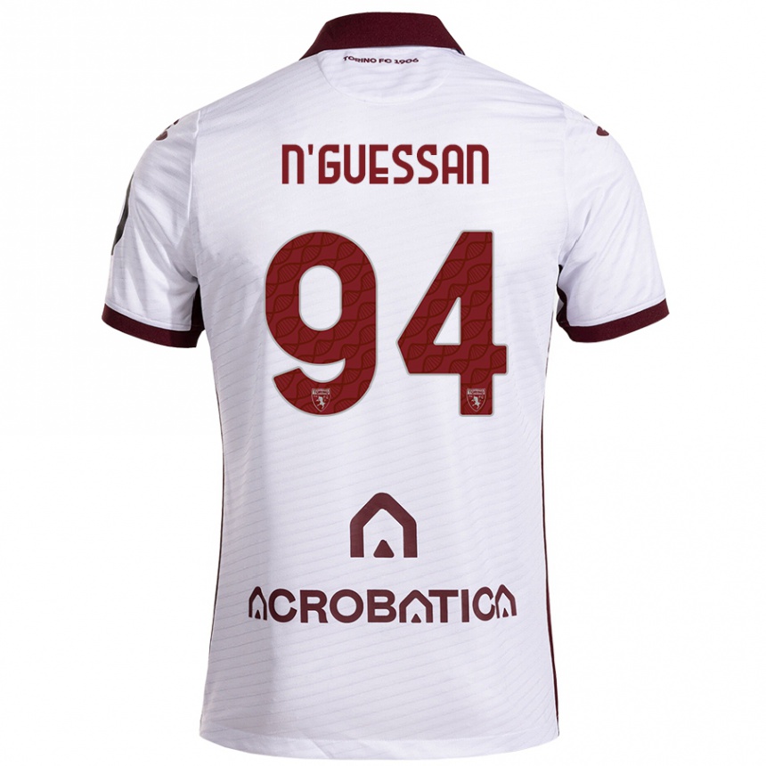 Kids Football Ange Caumenan N'guessan #94 White Maroon Away Jersey 2024/25 T-Shirt Canada