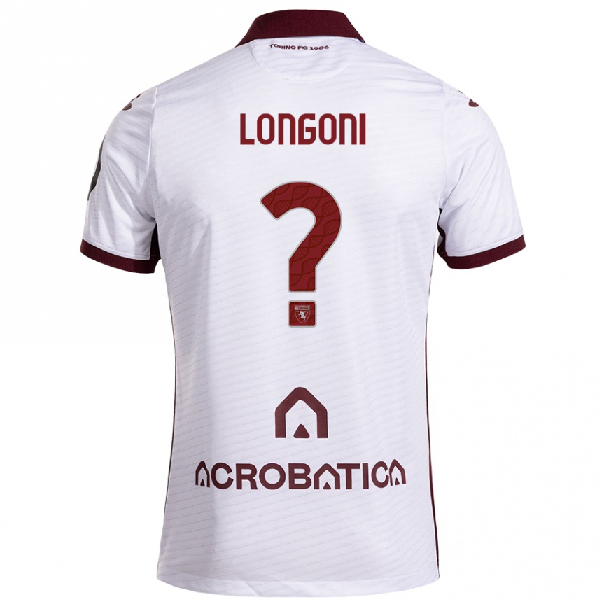 Kids Football Marco Longoni #0 White Maroon Away Jersey 2024/25 T-Shirt Canada