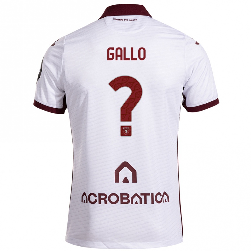 Kids Football Tommaso Gallo #0 White Maroon Away Jersey 2024/25 T-Shirt Canada