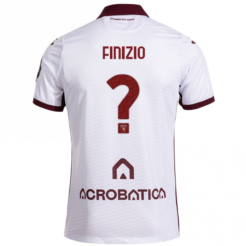 Kids Football Davide Finizio #0 White Maroon Away Jersey 2024/25 T-Shirt Canada