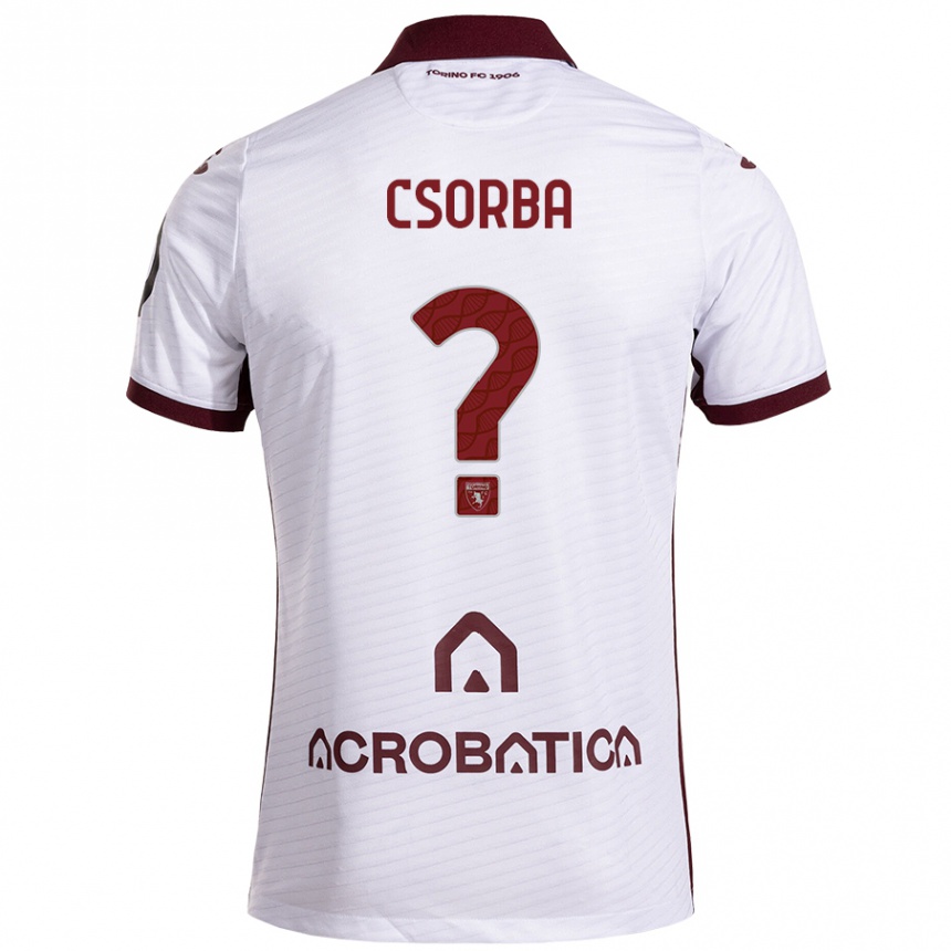 Kids Football Noel Csorba #0 White Maroon Away Jersey 2024/25 T-Shirt Canada