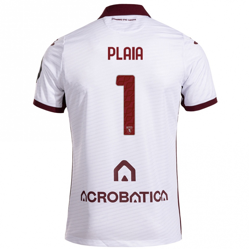 Kids Football Francesco Plaia #1 White Maroon Away Jersey 2024/25 T-Shirt Canada