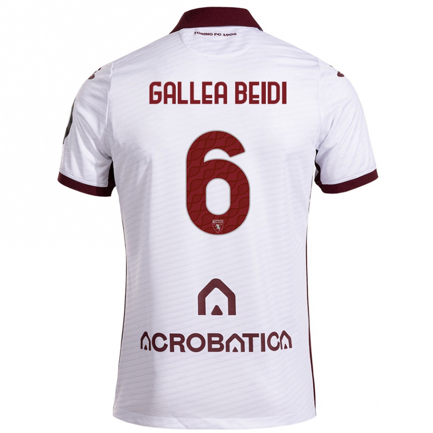 Kids Football Francesco Gallea Beidi #6 White Maroon Away Jersey 2024/25 T-Shirt Canada