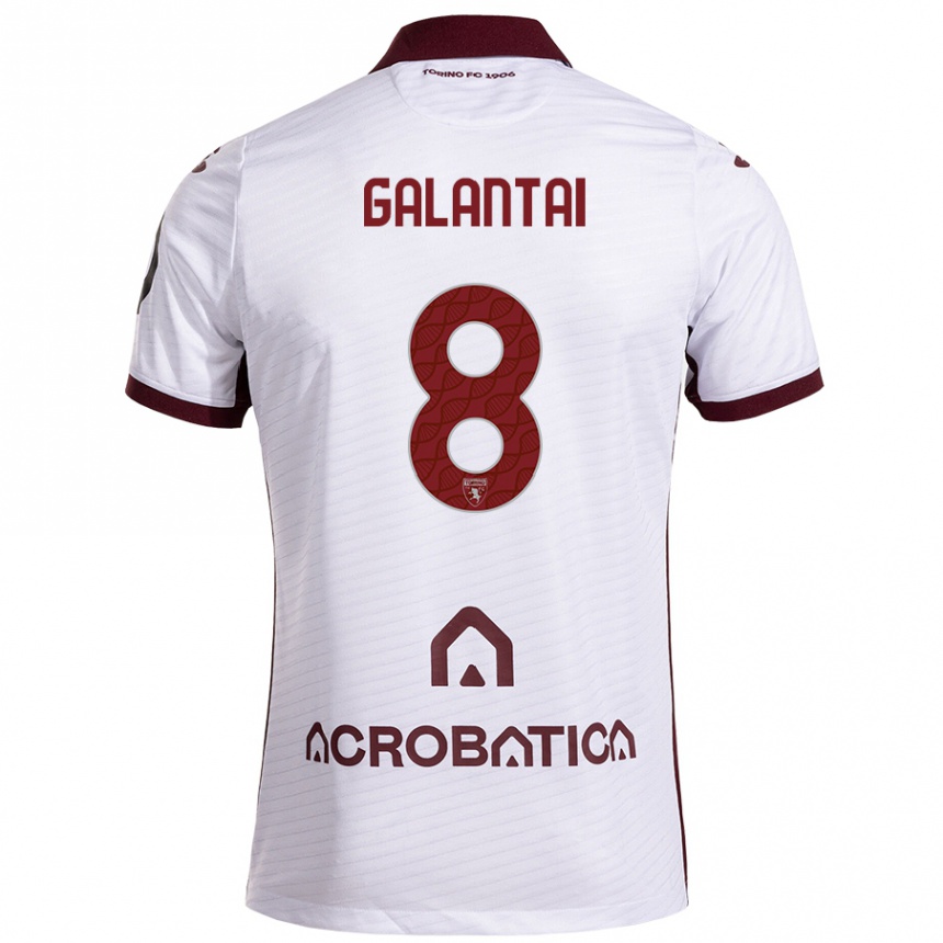 Kids Football Tamás Galántai #8 White Maroon Away Jersey 2024/25 T-Shirt Canada