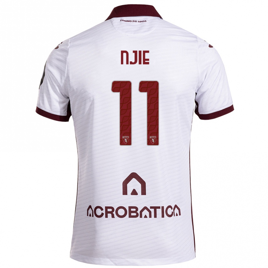 Kids Football Alieu Njie #11 White Maroon Away Jersey 2024/25 T-Shirt Canada