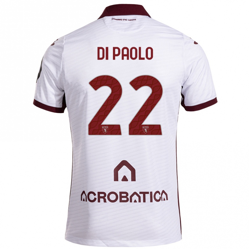 Kids Football Sebastiano Di Paolo #22 White Maroon Away Jersey 2024/25 T-Shirt Canada