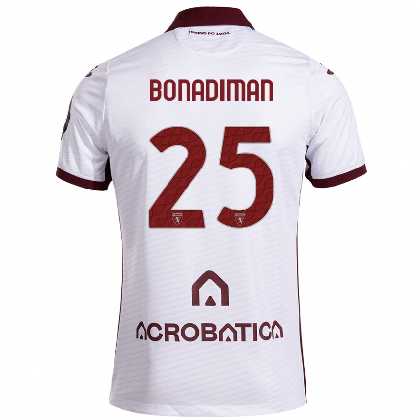 Kids Football Matteo Bonadiman #25 White Maroon Away Jersey 2024/25 T-Shirt Canada